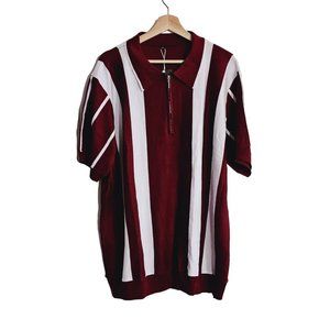 Mens Urru Knit Polo quarter zip Size 2XL Burgundy Golf